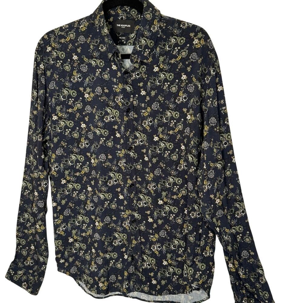 The Kooples Men's Floral Navy Shirt M 3729J